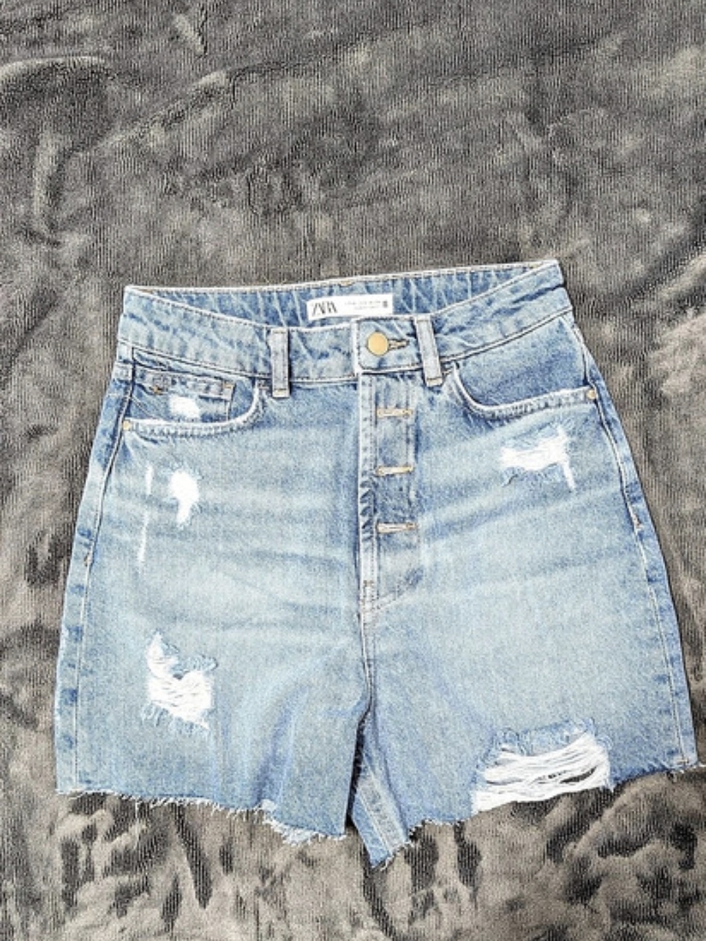 Zara Denim Shorts Bundle of 3: Light Wash, Acid Black & Distressed Cutoffs Sz 2